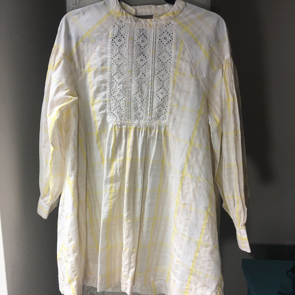 Urban Outfiters Yellow Print Lace Blouse Dress